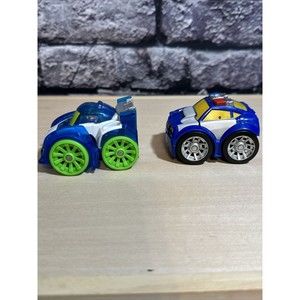 Playskool Transformers Rescue Bots Lot Mini Flip Racer Blurr & Chase The Police